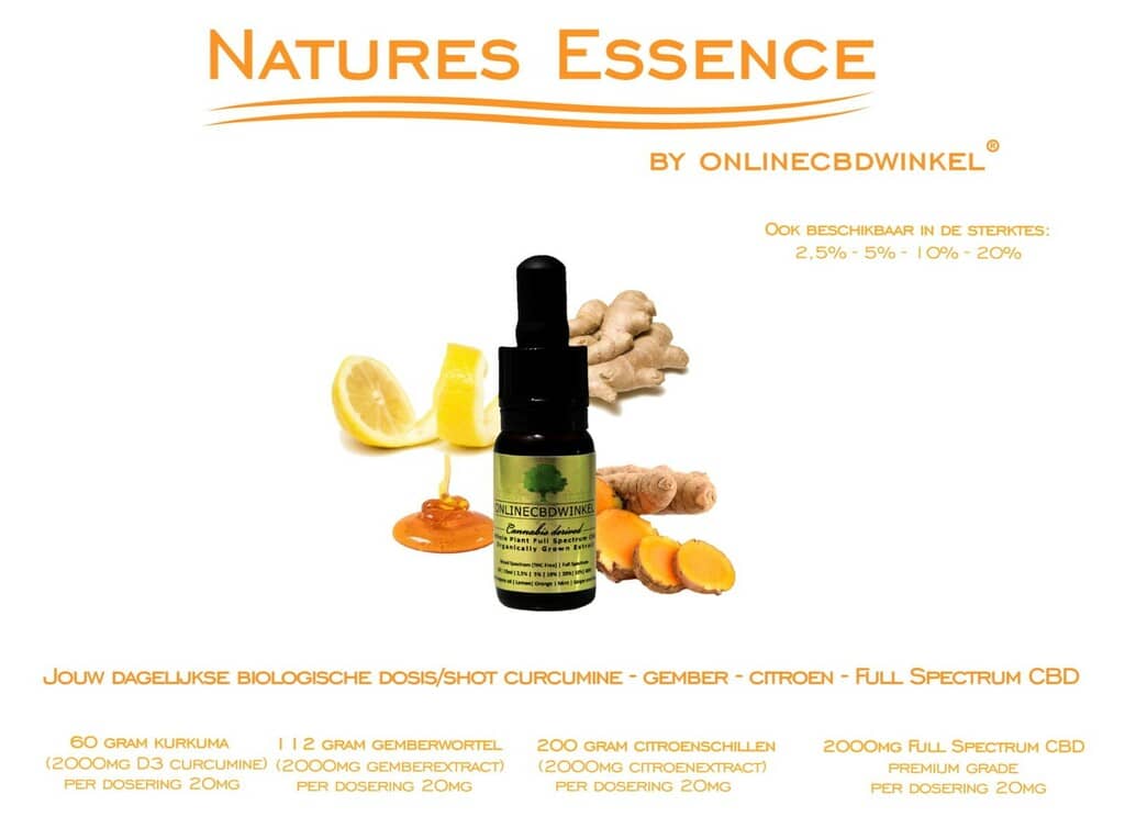 Full Spectrum CBD olie met Kurkuma, Gember en Citroen